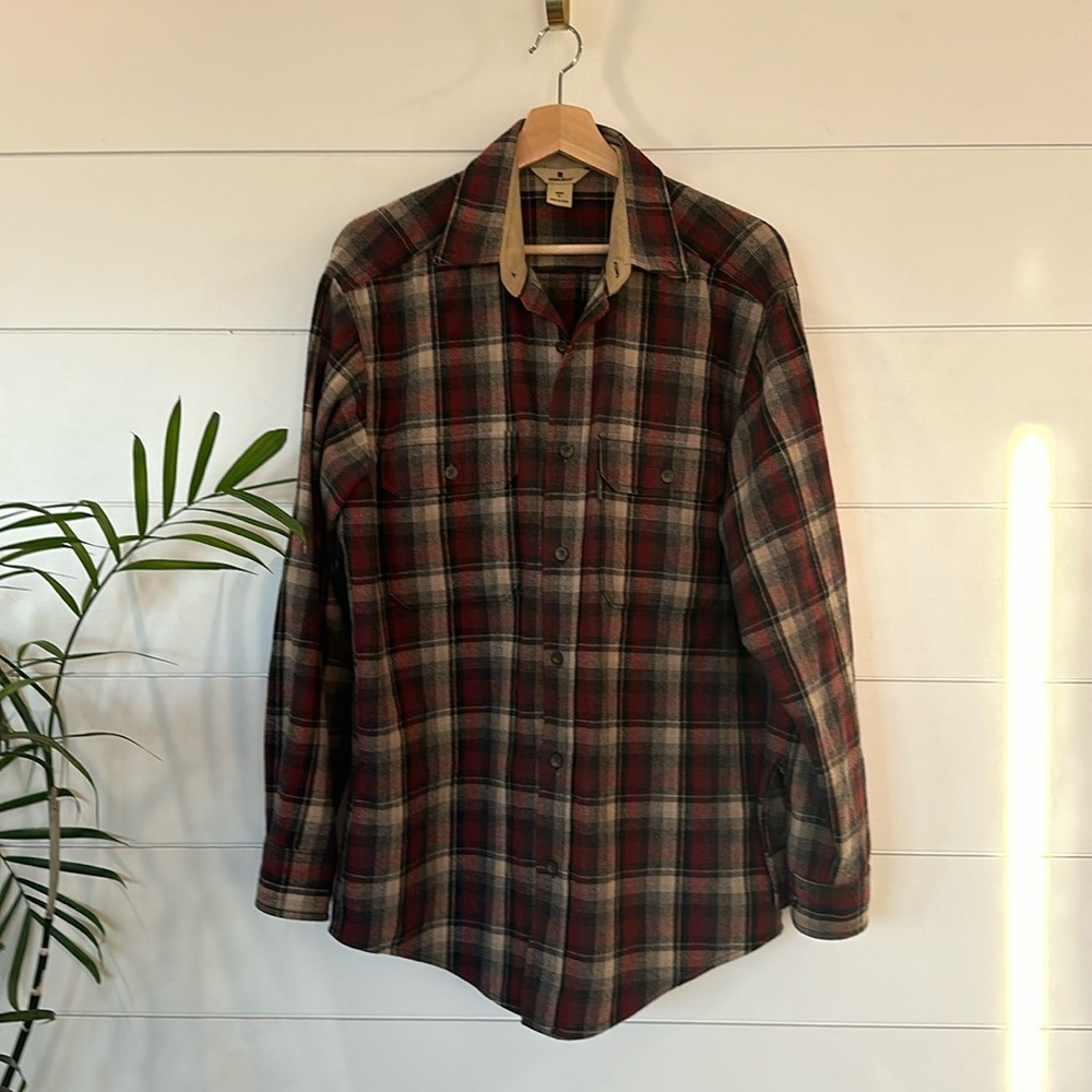 WOOLRICH WOOL PLAID MENS BUTTON DOWN LONG SLEEVE SIZE M H12